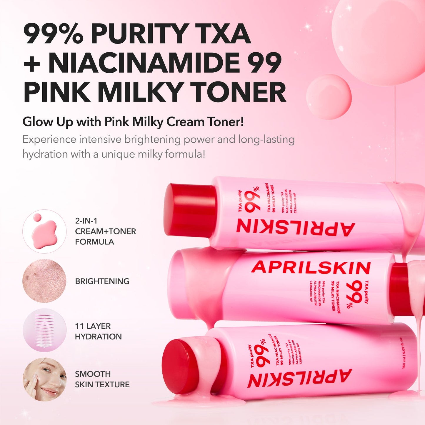 APRILSKIN TXA + NIACINAMIDE 99 PINK MILKY TONER