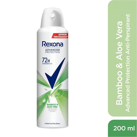 REXONA 72H ADVANCED PROTECTION BAMBOO & ALOE VERA DEODORANT SPRAY- 200ML