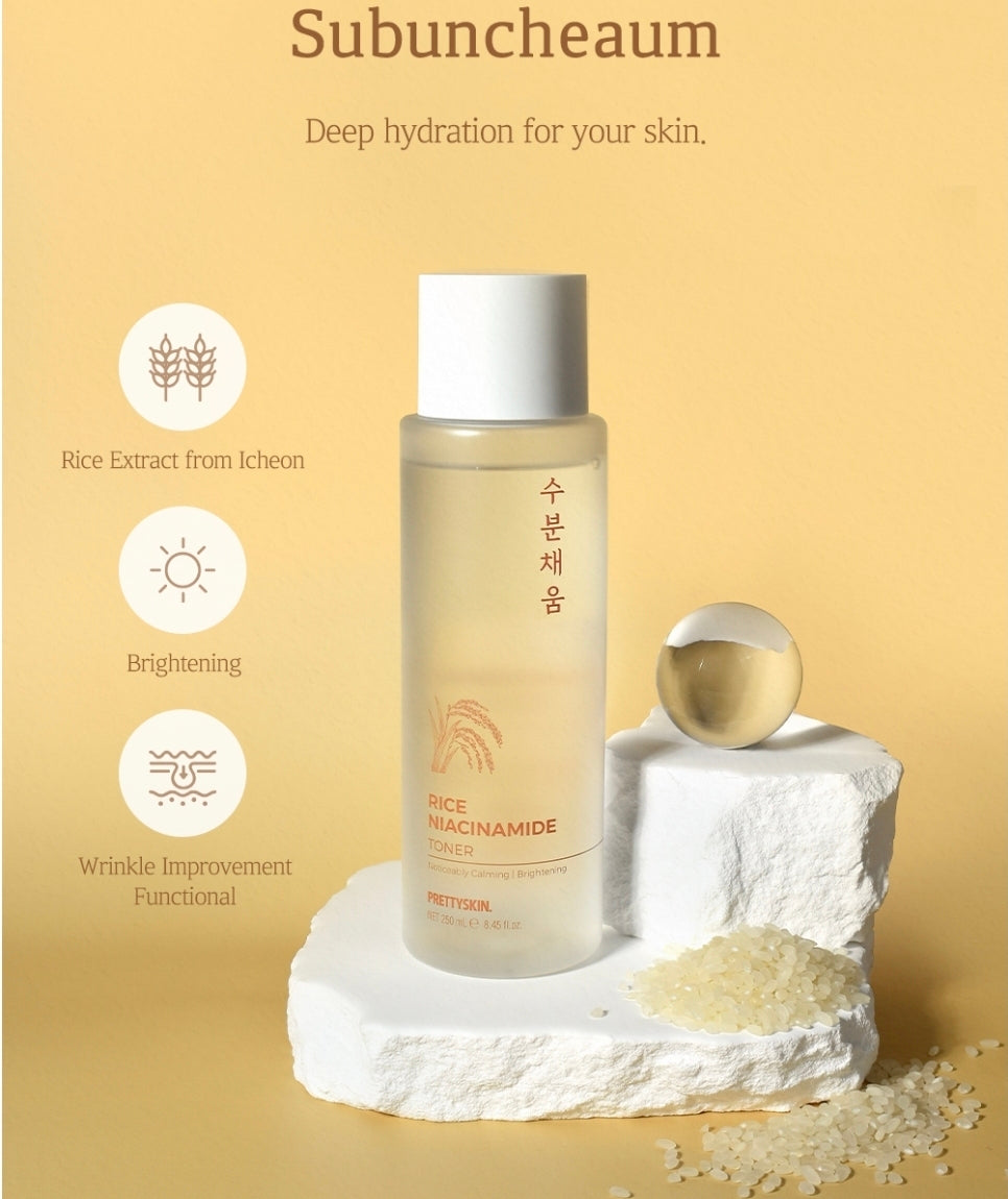 PRETTYSKIN RICE NIACINAMIDE TONER - 250ML