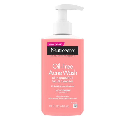 NEUTROGENA® OIL-FREE 2% SALICYLIC ACID ACNE WASH - PINK GRAPEFRUIT FACIAL CLEANSER - 269ML