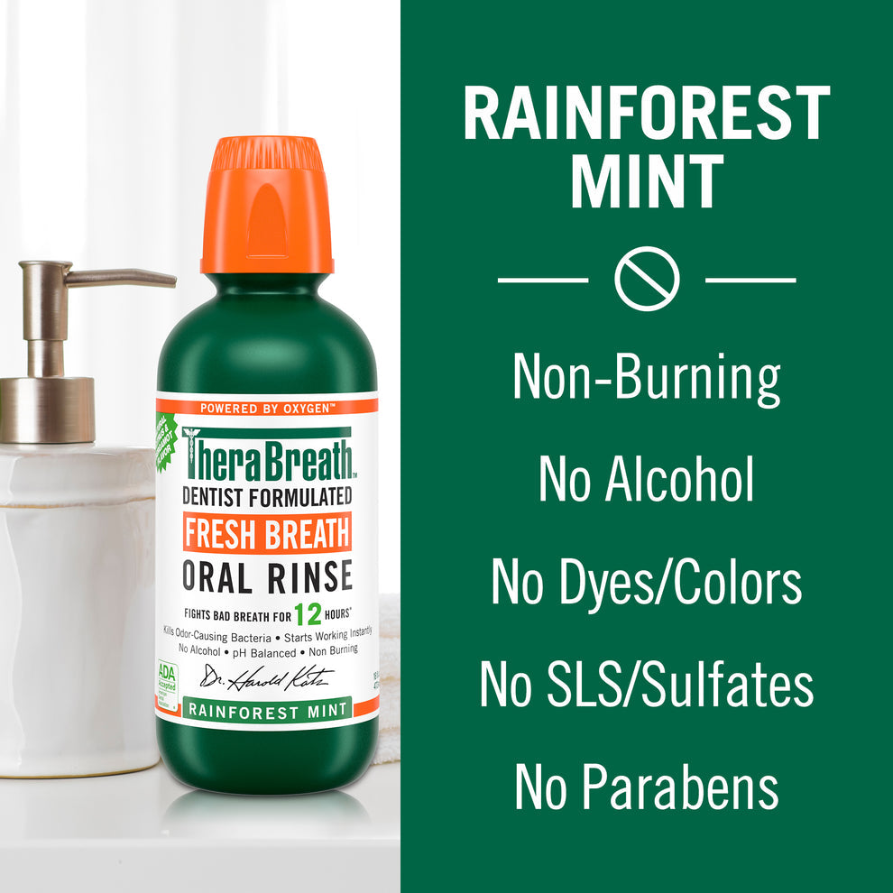 THERABREATH DENTIST FORMULATED FRESH BREATH ORAL RINSE (RAINFOREST MINT) - 473ML