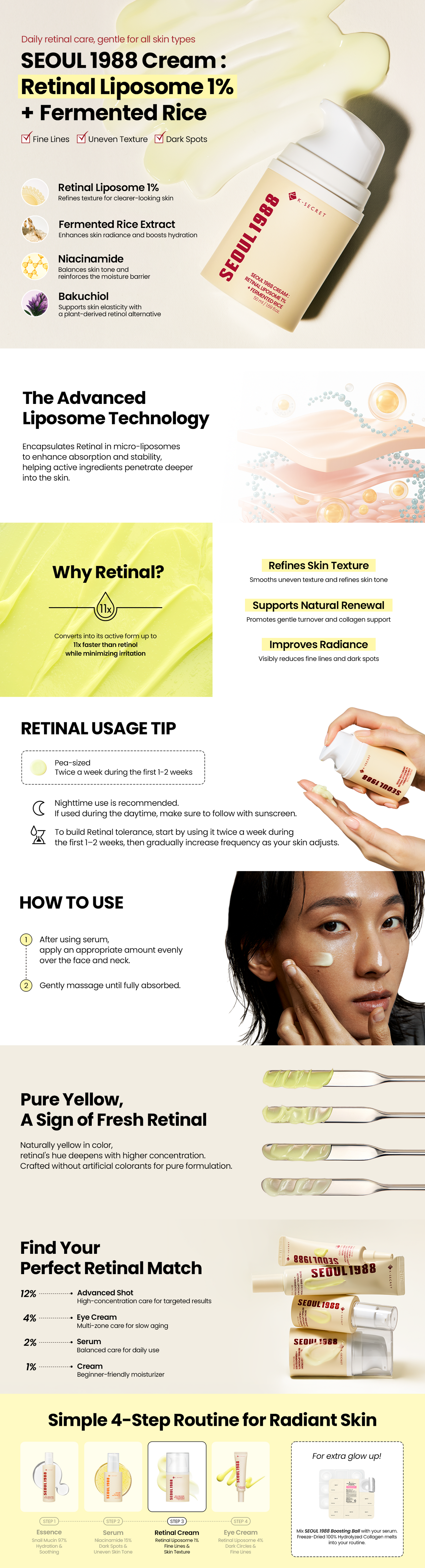 SEOUL 1988 FACE CREAM : RETINAL LIPOSOME 1% + FERMENTED RICE