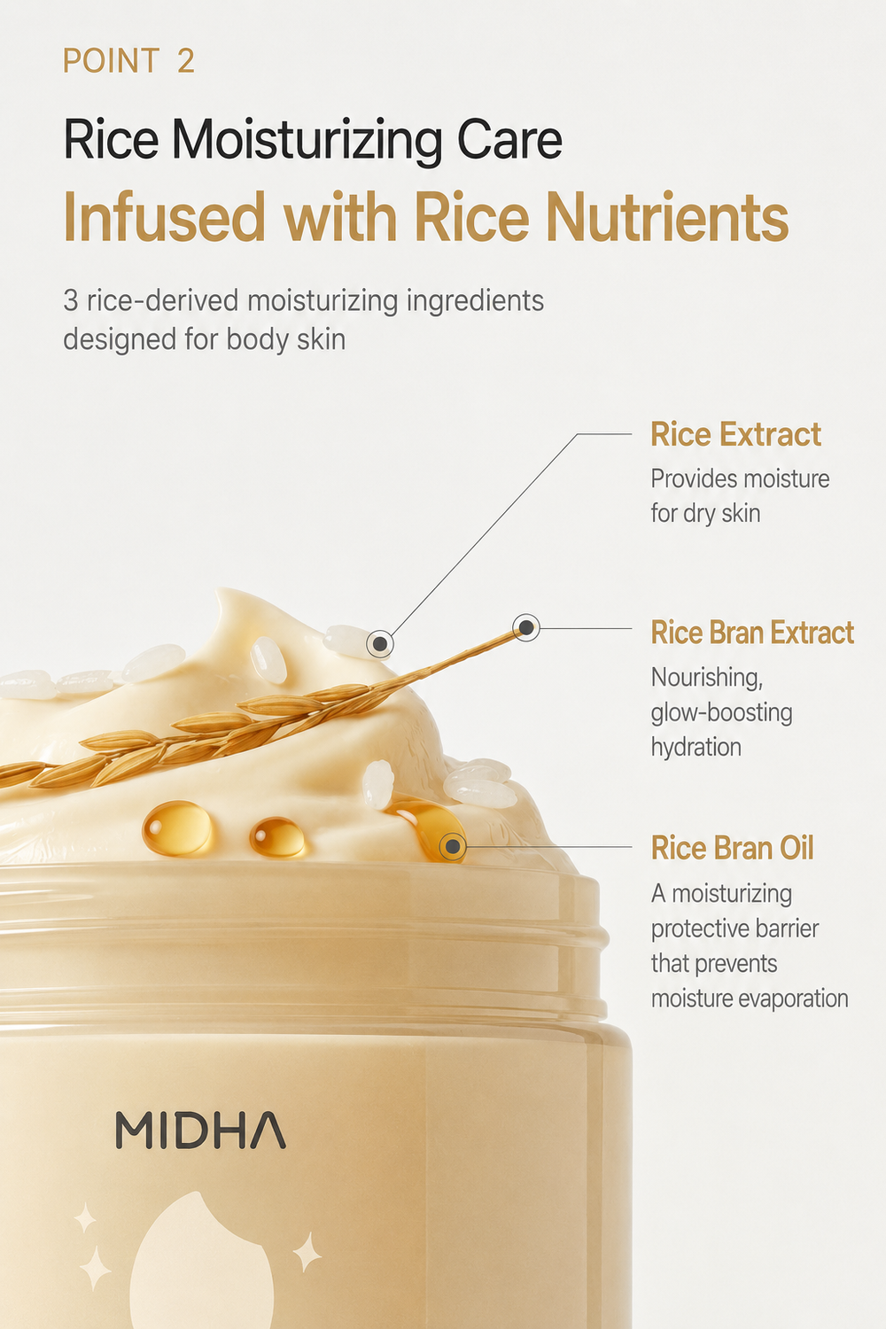 MIDHA RICE TO MEET YOU RICE BODY BUTTER - 500G