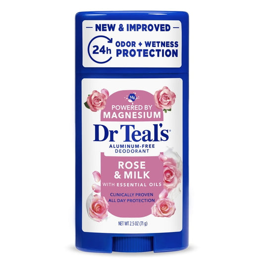 DR TEAL'S ALUMINUM-FREE DEODORANT ROSE & MILK (POWERED BY MAGNESIUM & ESSENTIAL OILS) - 71G
