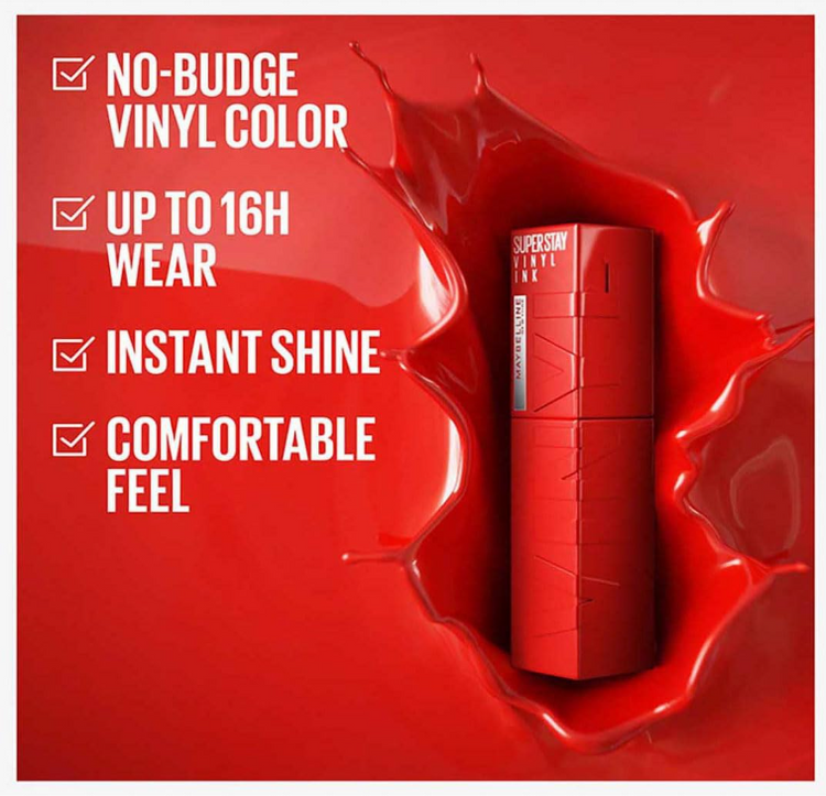 MAYBELLINE SUPERSTAY VINYL INK LIQUID LIPSTICK – 25 RED HOT