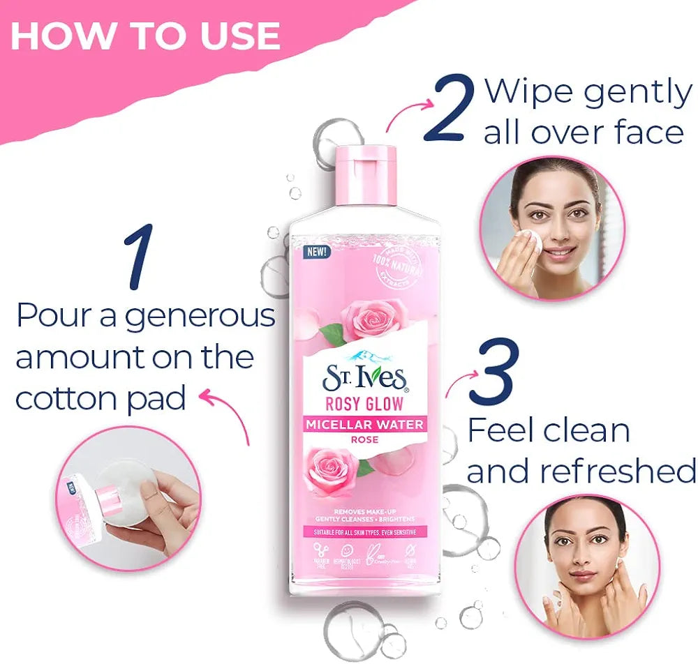 ST IVES ROSY GLOW MICELLAR WATER - ROSE - 400ML