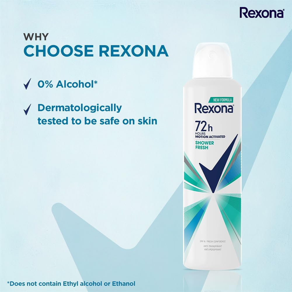 REXONA 72H MOTION ACTIVATED SHOWER FRESH DEODORANT SPRAY - 200ML