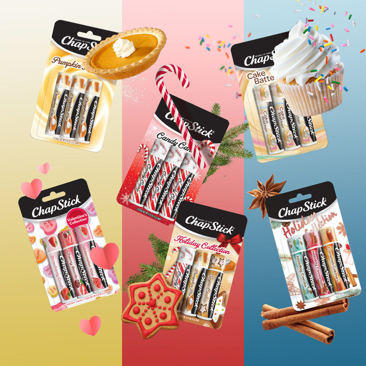 CHAPSTICK SEASONAL FLAVORED LIP BALM TUBES, LIP MOISTURIZER